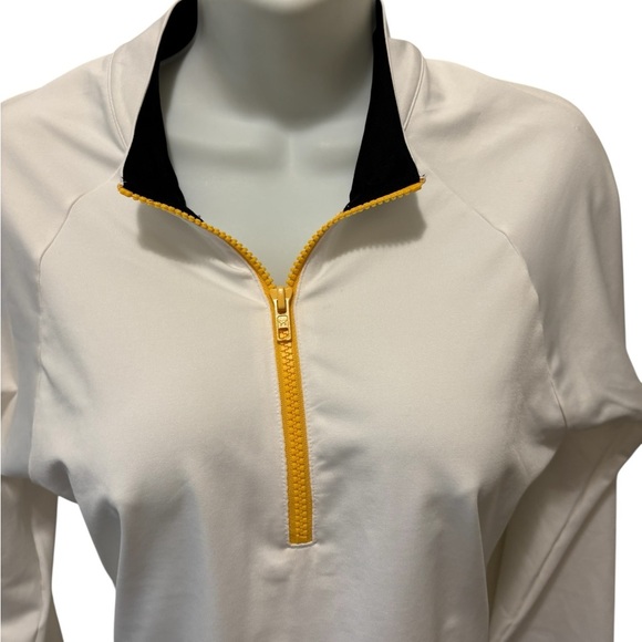 VS Pink Gym To Swim Half Zip Crop Top L Sunshine On My Mind LS Sporty Athletic - Picture 3 of 7